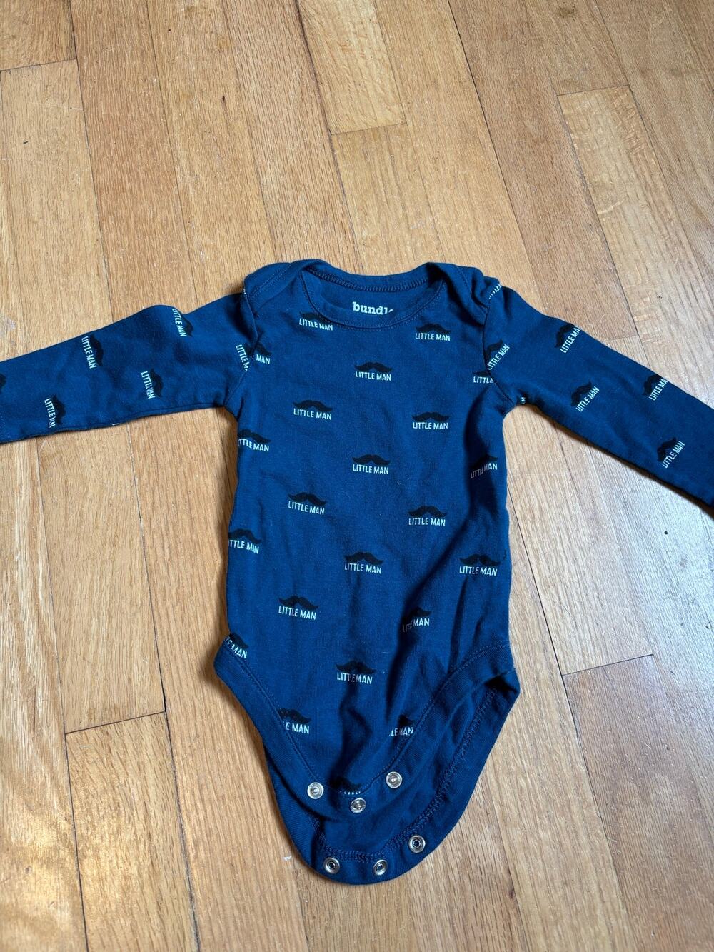 The Children's Place "Little Man" Mustache Bodysuit - Navy, 3-6M